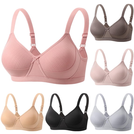 Asxite Women Solid Wireless Thin Soft Lift Support Bra Pink 42/95
