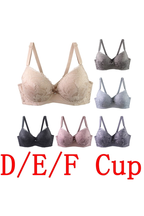 Women Thin Lace Solid Underwire E Cup Lift Support Full Cup Bra Blue 40/90