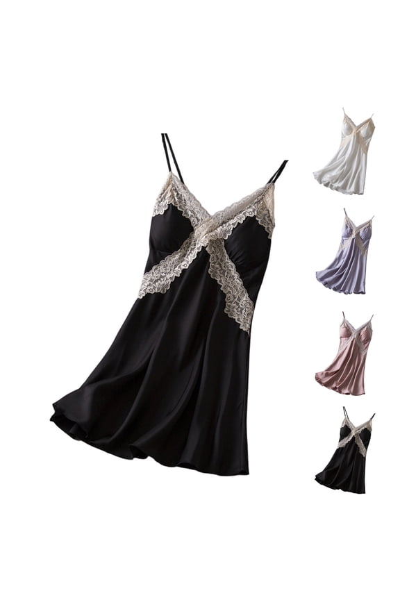 Womens Pajamas Loose Breathable Spaghetti Strap Solid Sleep Dress