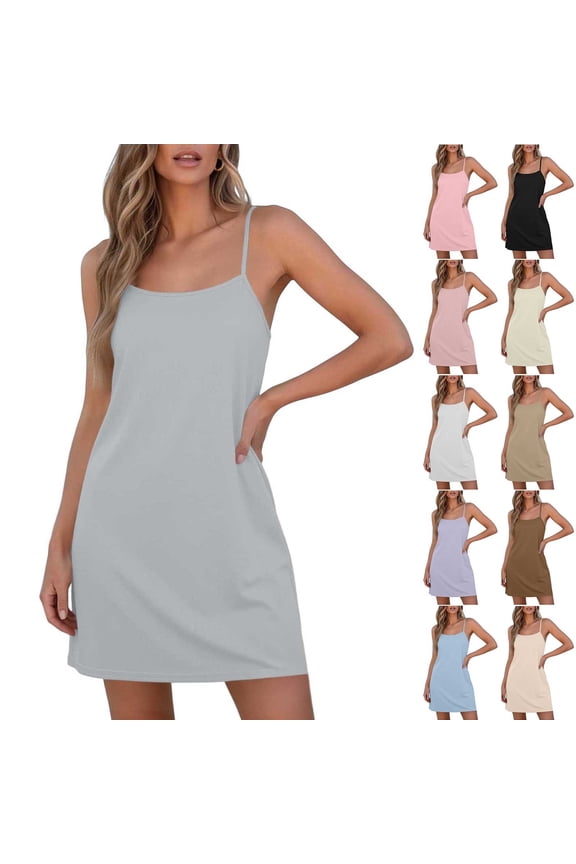 Womens Pajamas Solid Short Sleeve Crew Neck Rayon Thin Solid Nightgown