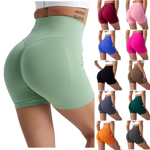 Asxite Womens Shorts High Waisted Lifting Workout Yoga Solid Firm Stretchy Sport Summer Breathable