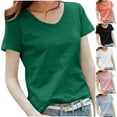 thumbnail image 1 of Asxite Womens Tops Short Sleeve Solid Color V Neck Loose Casual Blouse, 1 of 4