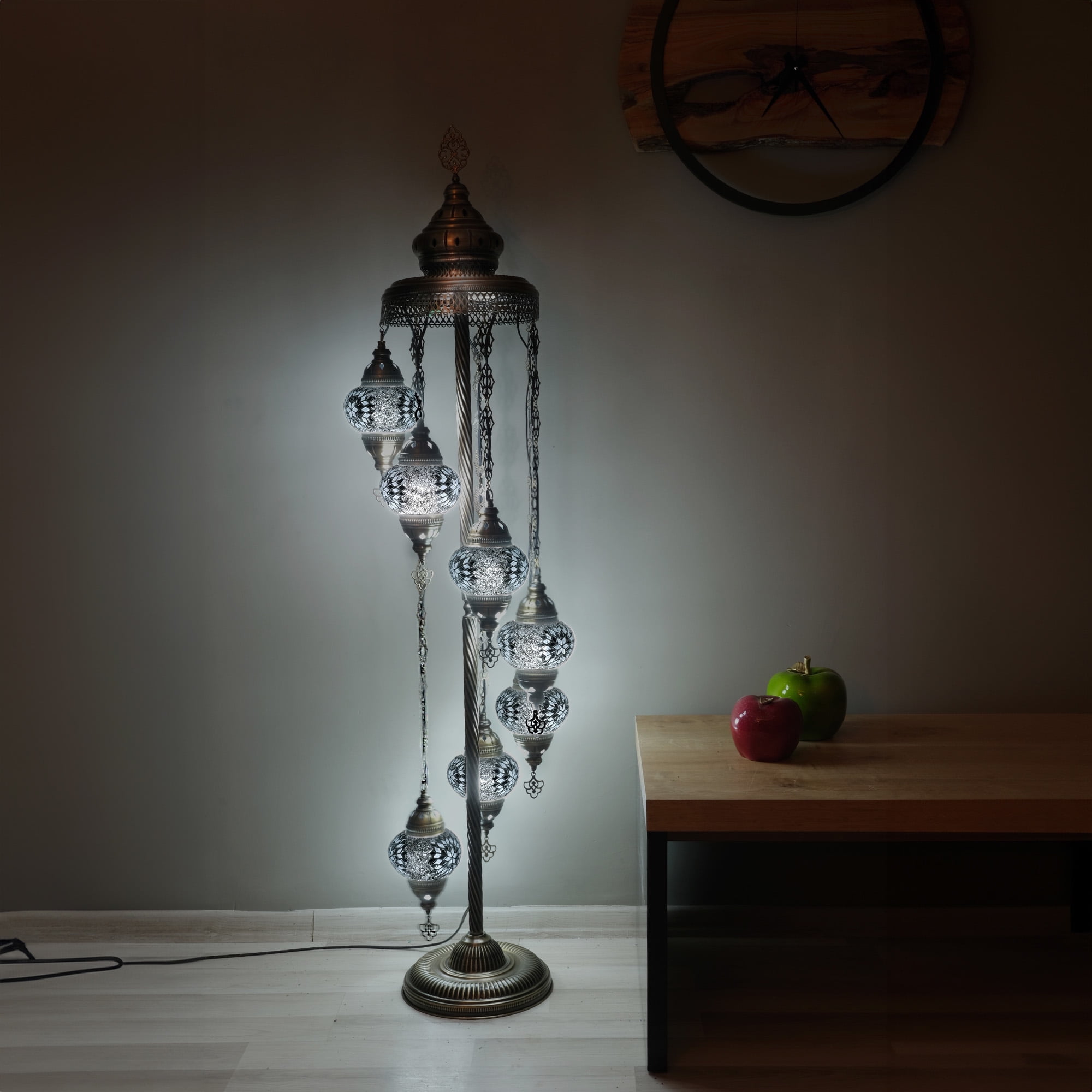 Asylove Turkish Floor Lamp, Mosaic Turkish Lamp, 7 GlobeFloor Lighting Standing Decorative Home Modern Designs Offer Handmade Glass 5 inch Globe - Total Dimensions 18 x 18 x 60 inch