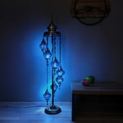 Asylove Turkish Floor Lamp, Mosaic Turkish Lamp, 7 GlobeFloor Lighting Standing Decorative Home Modern Designs Offer Handmade Glass 5 inch Globe - Total Dimensions 18 x 18 x 60 inch