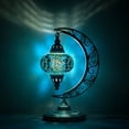 thumbnail image 1 of Asylove Turkish Moon Lamp - Mosaic Moroccan Table & Floor Light, Authentic Meditation Lamp - Total Dim. 7.5 x 11 x 18 inches (Turquoise), 1 of 7
