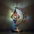 thumbnail image 1 of Asylove Turkish Moon Lamp - Mosaic Moroccan Table & Floor Light, Authentic Meditation Lamp - Total Dim. 7.5 x 11 x 18 inches (Wildflower), 1 of 7
