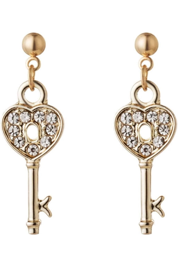 Asymmetric Lock Key Dangle Earrings for Women Simple Unique Chic Crystal Cubic Zirconia Irregular Dismatch Hollow Heart Shaped Key Geometric Padlock Gold Silver Plated Hanging Drop Stud Ear...[q2015]