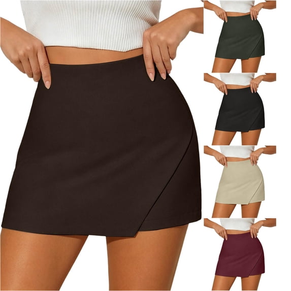 Asymmetric Skirt Shorts Style Pleated A Line Skort with Pockets Swim Skirt XL