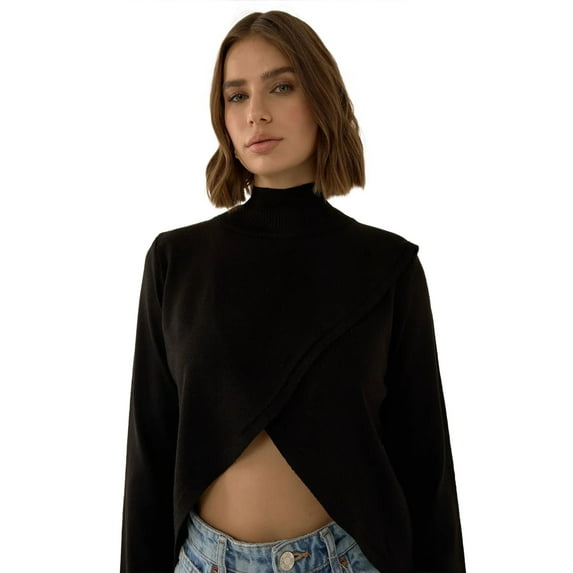 Asymmetric Turtleneck Knit Sweater
