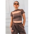thumbnail image 1 of Asymmetrical Cut Out Ribbed Cropped Top, 1 of 6