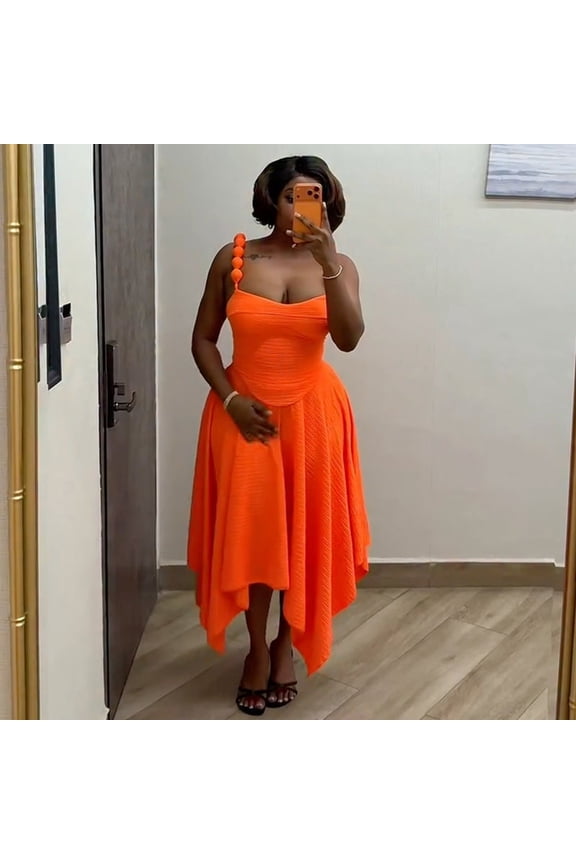 Asymmetrical Maxi Dress with Strap Details