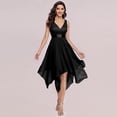 thumbnail image 1 of Asymmetrical Midi Dress with Lace Bodice, 1 of 1