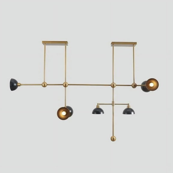 Asymmetrical Structure Bowl Shade Hanging Chandelier – Mid Century Modern Seven Lights Dome Shade Brass Sputnik Ceiling Light Fixture
