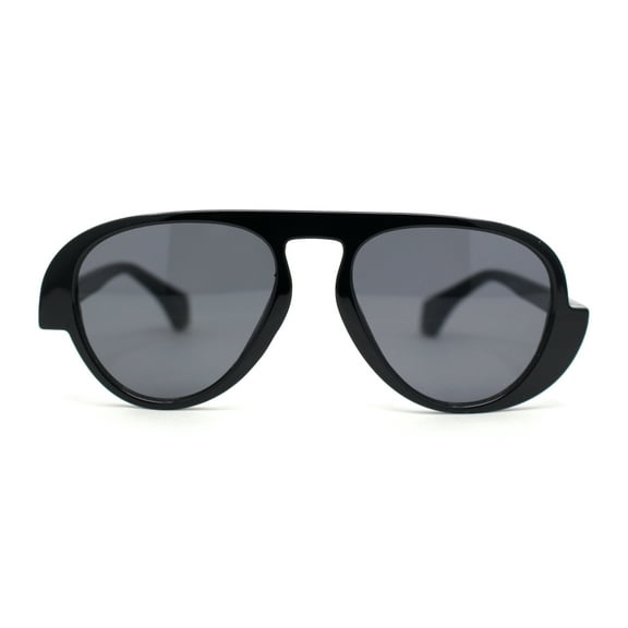 Asymmetrical Swirl Top Bridge Plastic Retro Racer Sunglasses All Black