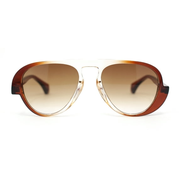 Asymmetrical Swirl Top Bridge Plastic Retro Racer Sunglasses All Brown
