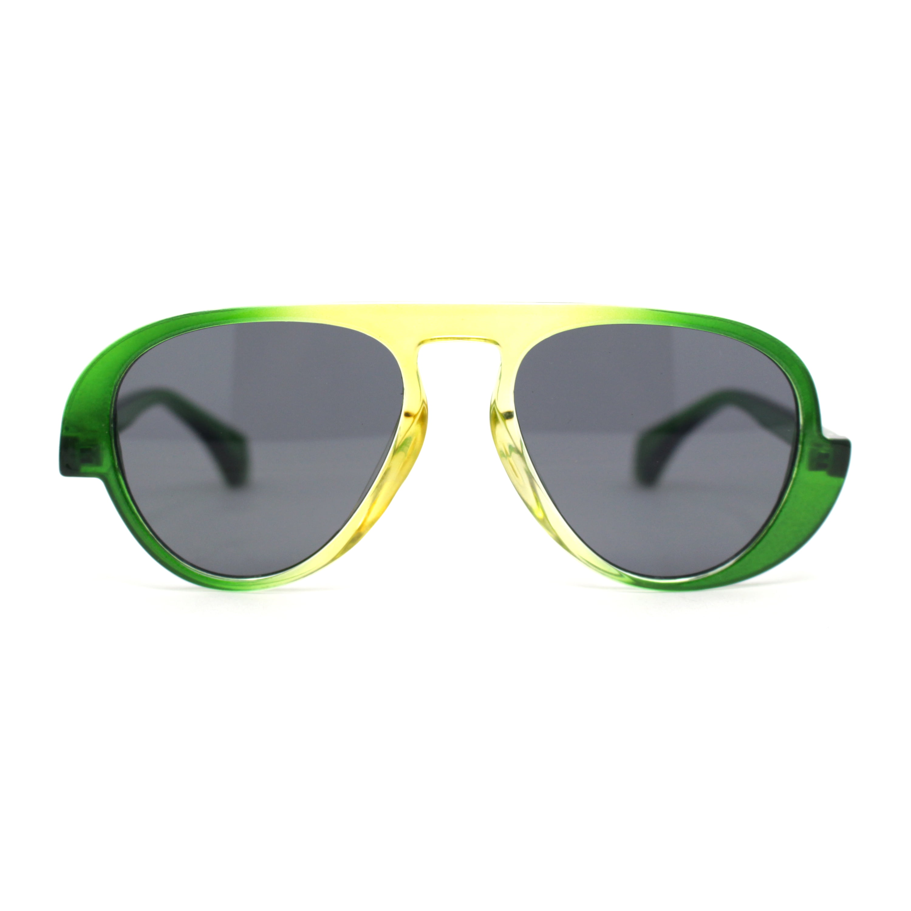 Asymmetrical Swirl Top Bridge Plastic Retro Racer Sunglasses Green ...