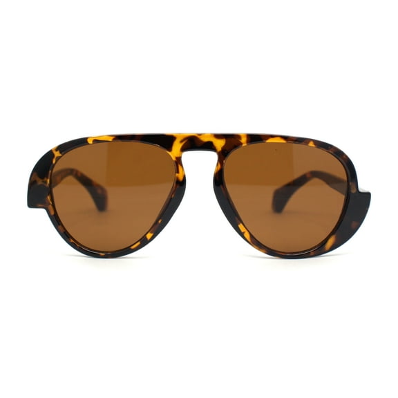 Asymmetrical Swirl Top Bridge Plastic Retro Racer Sunglasses Tortoise - Brown