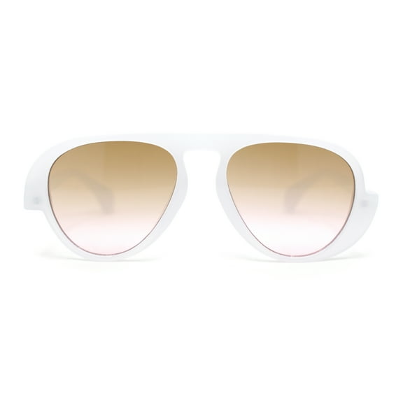 Asymmetrical Swirl Top Bridge Plastic Retro Racer Sunglasses White - Brown Pink