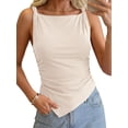 thumbnail image 1 of Asymmetrical Tops for Women Sleeveless Twist Straps Slim Fit Y2K Ruched Tank Shirts Going Out Top Color XL, 1 of 9