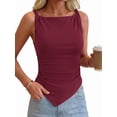 thumbnail image 1 of Asymmetrical Tops for Women Sleeveless Twist Straps Slim Fit Y2K Ruched Tank Shirts Going Out Top Deep Red L, 1 of 8