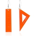 thumbnail image 1 of Asymmetrical Triangle Straight Ruler Earrings Dangle Blue Drop Earrings Math Teacher Jewelry 80s Party Favors, 1 of 10