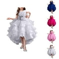 thumbnail image 1 of Asymmetrical Tulle Train Dress for Kids – Lace Ball Gown for Flower Girls, Dreamy Wedding Guest Outfit, Whimsical Spin on Pink Dress for Girls Formality, 1 of 4