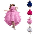 thumbnail image 1 of Asymmetrical Tulle Train Dress for Kids – Lace Ball Gown for Flower Girls, Dreamy Wedding Guest Outfit, Whimsical Spin on Pink Dress for Girls Formality, 1 of 4