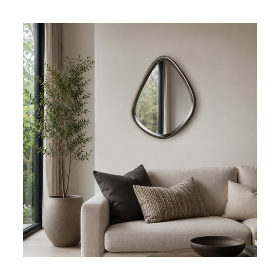 Sagebrook Home Asymmetrical Wall Mirror for Entryway - Decorative Metal Framed Accent Mirror for Living Room and Home Decor - 15", Bronze & Copper