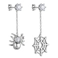 thumbnail image 1 of Asymmetry Halloween Spider Web Tarantula Dangle Earring Silver-Plated Gothic Statement Cosplay Party Jewelry Gift for Women, 1 of 8