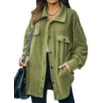 thumbnail image 1 of Asyoly Women Casual Button Down Shacket Jacket Long Sleeve Solid Color Oversized Trench Pea Coat Coat with Pockets, 1 of 6