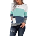 thumbnail image 1 of Asyoly Women Striped Color Block Sweaters Long Sleeve Crewneck Casual Patchwork Waffle Knit Pullover Sweatshirts Tops, 1 of 4