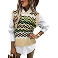 thumbnail image 1 of Asyoly Women Wave Pattern Sweater Vest Sleeveless V Neck Casual Pullover Winter Jumper Knitted Tank Tops, 1 of 6