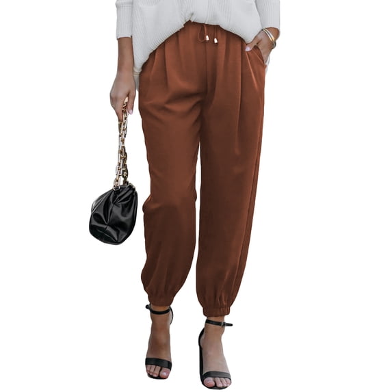 Asyoly Womens Linen Pants Loose Fit Drawstring Trousers Soft Casual Elastic High Waisted Joggers Pants with Pockets