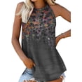 thumbnail image 1 of Asyoly Womens Tops Summer Casual Blouses Halter High Neck Tie Dye Floral Print Shirts Tank Top, 1 of 4