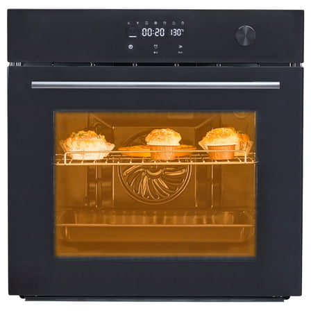 Asypets 24 Inch Built-In Electric Oven with Touch Control, 66L Large Capacity Convection Oven, 3000W 240V Stainless Steel Wall Oven with 8 Cooking Modes & Digital Display, Black