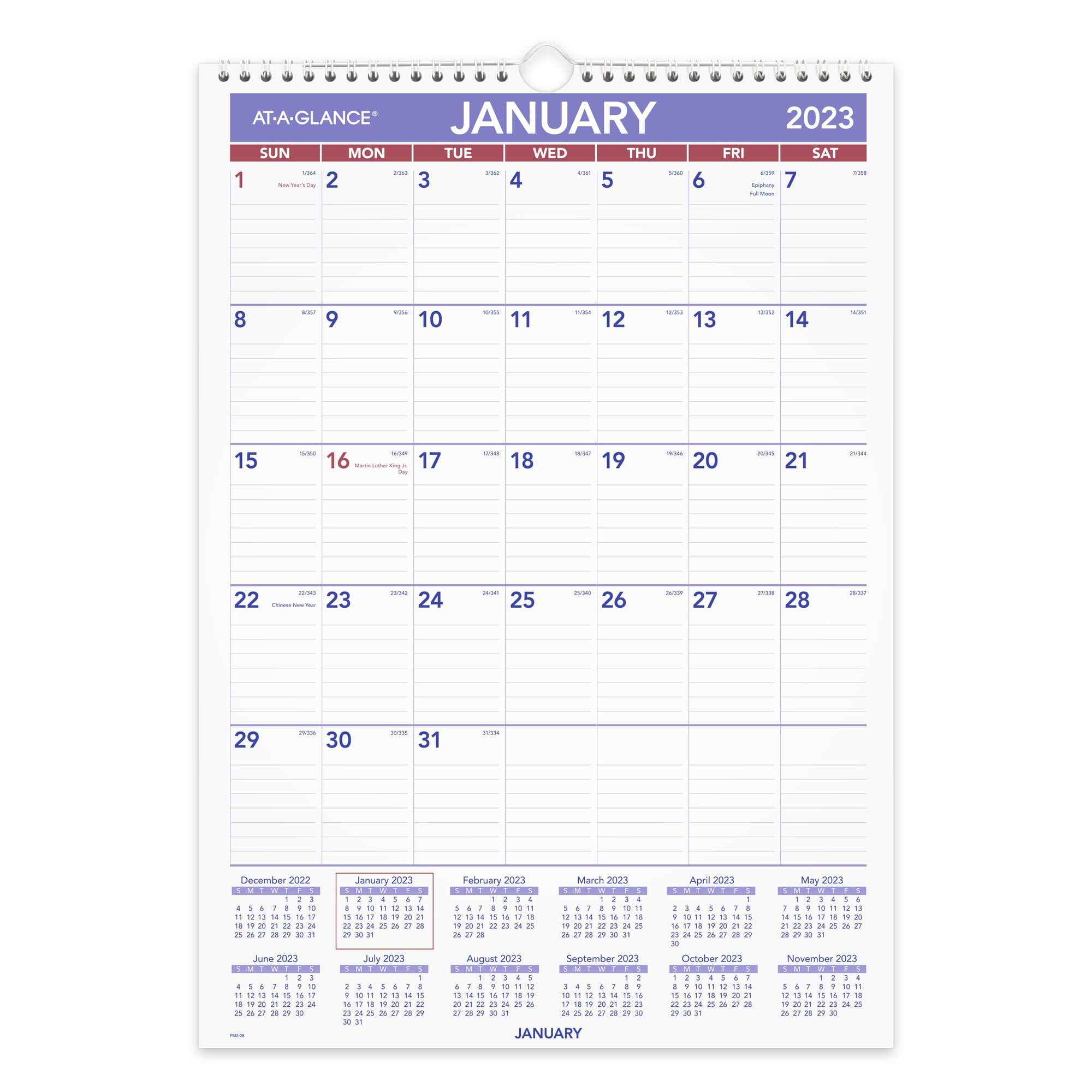 AtAGlance 12 x 17 in. Monthly Wall Calendar with Ruled Daily Blocks