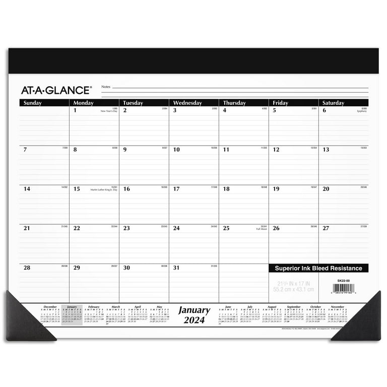 At-a-glance 2024 Monthly Desk Pad Calendar, Standard, 21 3/4 x 17