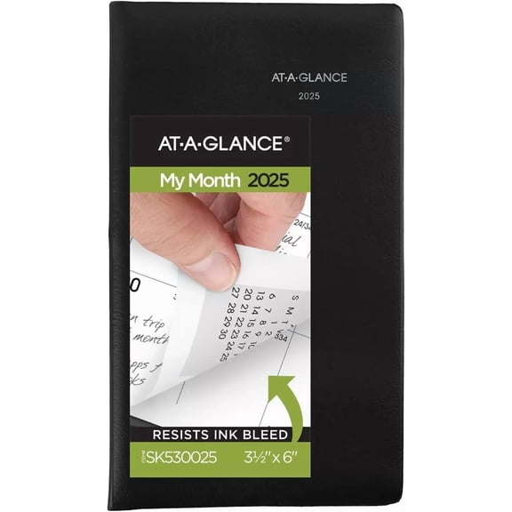 At-A-Glance 2025 Planner, Monthly, 3-1/2" X 6", Pocket Size, Black
