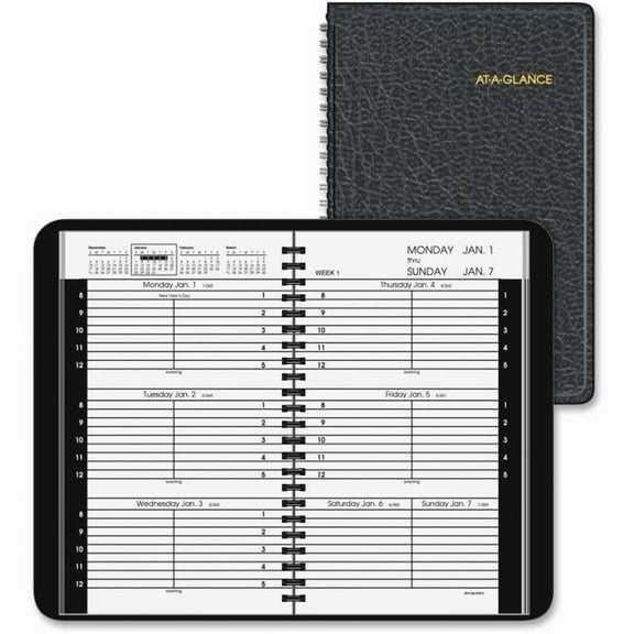 At A Glance 5 x 8 in. Weekly Leather Appointment Book - Black