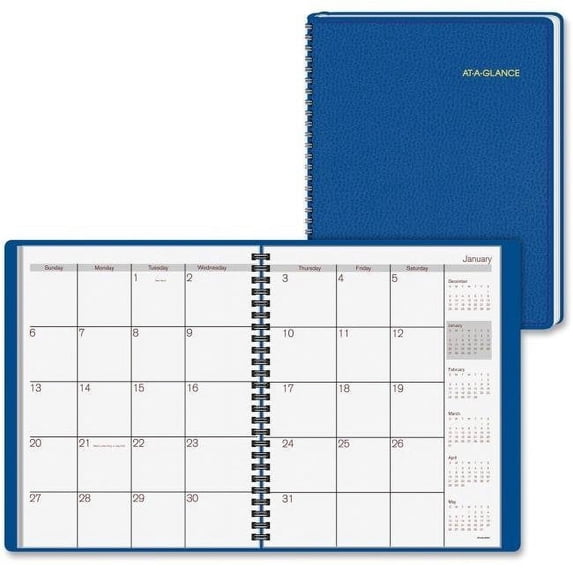 At A Glance 7 x 9 in. Fashion Planner 12 Months, Simulated Leather - Blue