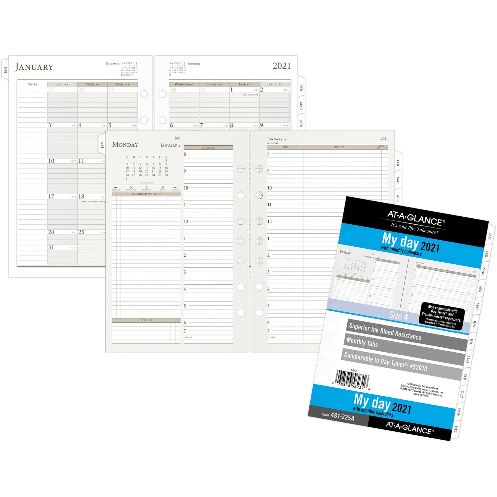 At-A-Glance, AAG481225A, Daily Monthly Planner Refill, 1 Each, Gray