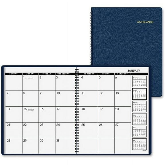 At A Glance AAG7026020 9 x11 in. 13-Month Leather Professional Planner - Navy