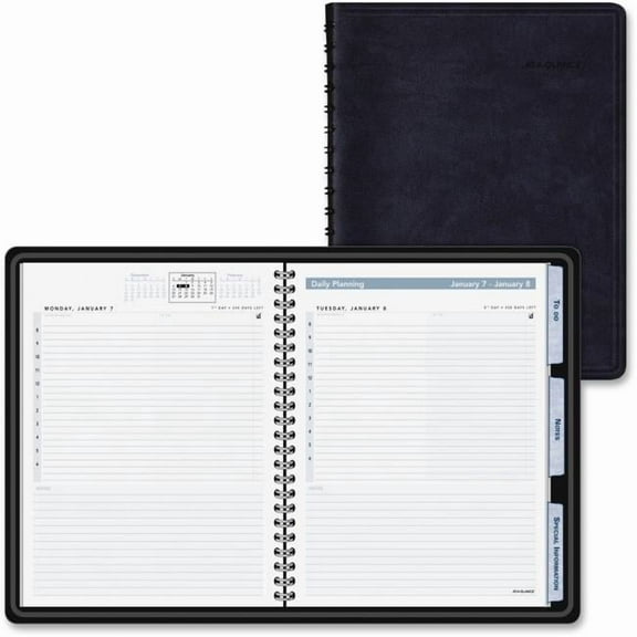 At A Glance AAG70EP0305 Daily Action Appointment Book Tabbed, Simulated Leather - Black
