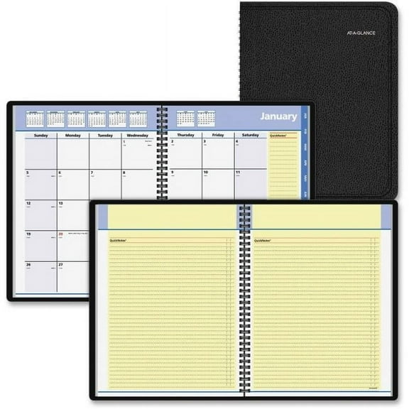 At A Glance AAG760605 8 x 11 in. QuickNotes Monthly Planner, Simulated Leather - Black
