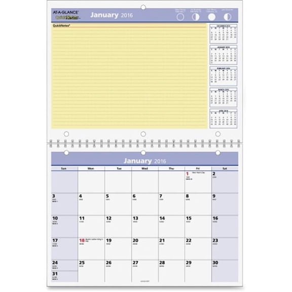 At-A-Glance AAGPM5028 Quick Notes Monthly Wall Calendar