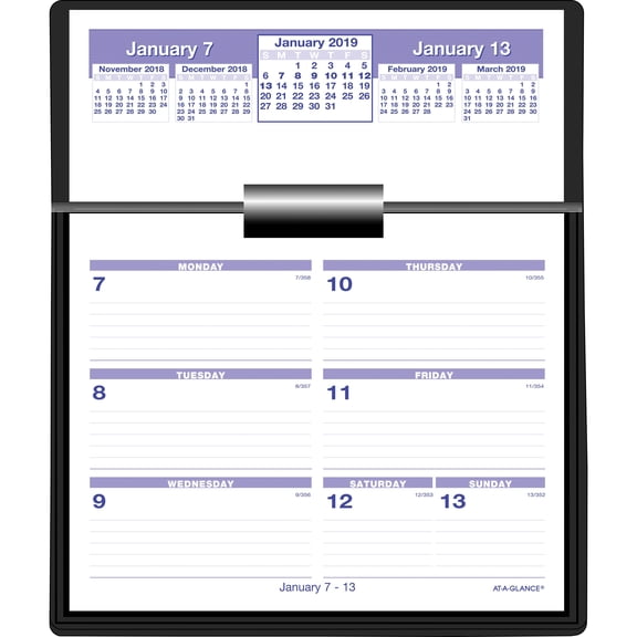 At A Glance AAGSW700X00 Flip-A-Week Desk Calendar with base - Black