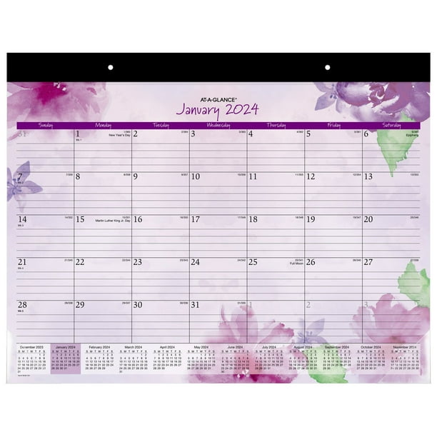 AtAGlance Beautiful Day 2024 Monthly Desk Pad Calendar, Standard, 21