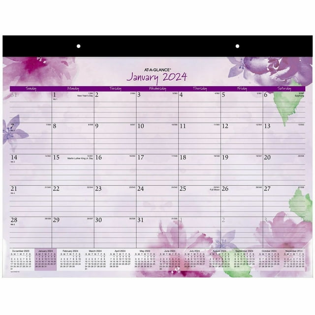 AtAGlance Beautiful Day 2024 Monthly Desk Pad Calendar, Standard, 21