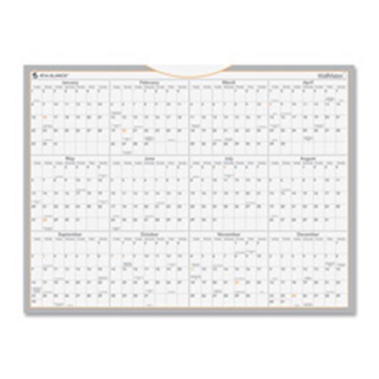 AtAGlance Dry Erase Yearly Calendar, with Marker, JanDec, 24 in. x