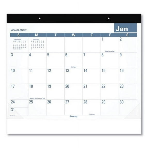 At-A-Glance "Easy-to-Read Monthly Desk Pad, 22 x 17, White/Blue Sheets, Black Binding, Clear Corners, 12-Month (Jan to Dec): 2023 | Bundle of 2 Each"